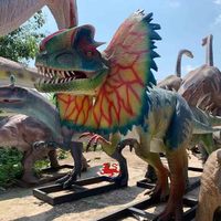 Modèle de dinosaure Dilophosaurus réaliste grandeur nature en acier pour parcs d'attractions, parcs d'aventure et espaces extérieurs, à vendre