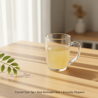 Tasses à thé en verre de style nordique personnalisées en gros avec poignée, capacité de 361 ml, compatibles lave-vaisselle et transparentes, pour la maison, les mariages et les fêtes