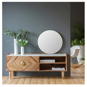 ตู้วางทีวี Jodhpuri Woods Karauli ทำจากไม้เนื้อแข็ง ชุดเฟอร์นิเจอร์เพื่อความบันเทิง งานแฮนด์เมด สำหรับห้องนั่งเล่น คอนโซลวางอุปกรณ์สื่อสาร ทนทาน สวยงาม - Product Image 1