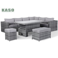 Ensemble de canapés en rotin synthétique tressé pour hôtel, design moderne et imperméable, pour patio, villa, resort, jardin, meubles de jardin en rotin, ensemble de canapés d'extérieur