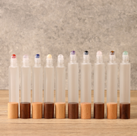 Flacon de parfum portable en verre dépoli avec bille roll-on en pierre précieuse, protection UV supérieure, échantillon d'huile essentielle 10 ml
