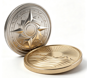 Pendientes de Aro con Colgante de Moneda de Aleación de Aluminio Forjado a Medida, Borde Acanalado, Diseño Geométrico de Sol y Luna para Joyería de Moda - Product Image 3