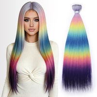 Extensions de cheveux synthétiques en fibre haute température, tissage lisse et soyeux, double trame, toutes couleurs disponibles