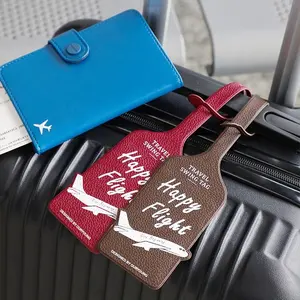 Yüksek kalite Premium PU deri gizlilik koruma etiketleri bavul etiketi kart deri bagaj bagaj etiketi seyahat için