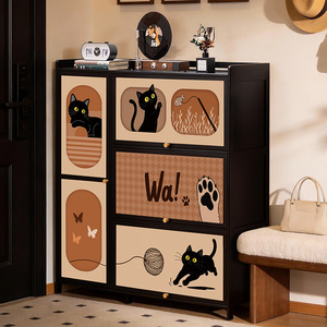 Simple multi-layer <b>shoe</b> cabinet with doors, vintage style <b>shoe</b> <b>rack</b>, home <b>shoe</b> <b>rack</b>, small space, dustproof entryway <b>storage</b> - Product Image 2