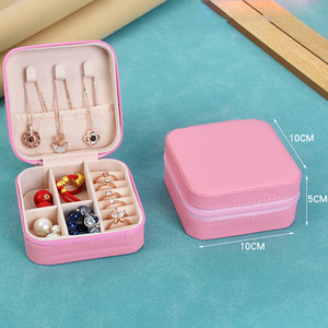 Wholesale Custom Logo Lady Fashion Eco-Friendly Square Zipper Portable PU Jewelry Packaging Box for Rings <b>Earrings</b> Necklaces - Product Image 5