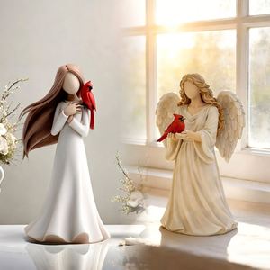 Resin Figurine with Red Cardinal Bird - Nordic Home Decor & Memorial Tabletop <b>Ornament</b> - Product Image 2