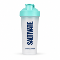 Bouteille shaker de sport en plastique PP sans BPA, avec impression de logo personnalisé, 400 ml, 600 ml, 800 ml, 1000 ml, noire, avec boule mélangeuse
