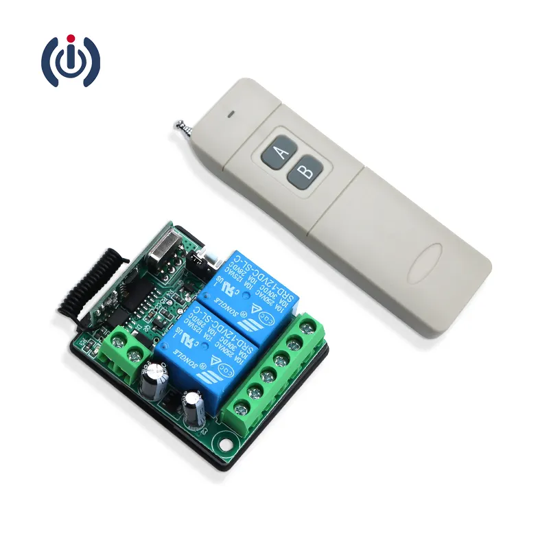 Venta directa Botón de relé de 12V Interruptor de 2 canales con interruptor inalámbrico de control remoto Interruptor RF de 433MHz