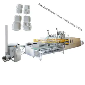 PS Foam Food Box Machine / Automatic Foam Food Container Vacuum Forming Cutting Machine For Sale