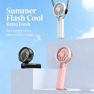 Producto para el Hogar Inteligente, Ventilador de Mano Moderno de Doble Aspa, Ventilador de Cuello Plegable Silencioso y Portátil con Gancho - Product Image 2