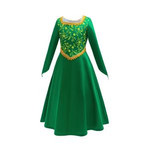 Disfraces de Cosplay de Shrek y <span class=keywords><strong>Fiona</strong></span>, <span class=keywords><strong>Princesa</strong></span> Verde de Terciopelo para Niñas, Trajes de Fiesta de Halloween de Manga Larga para Niños - Product Image 2
