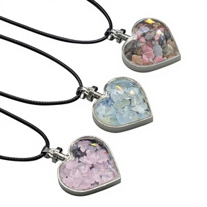 Ciondolo Bottiglia dei Desideri con Pietre Grezze e Pietre Frantumate, Collana a Forma di Cuore con Tormalina Lucida, Acquamarina e <span class=keywords><strong>Granato</strong></span> - Product Image 1