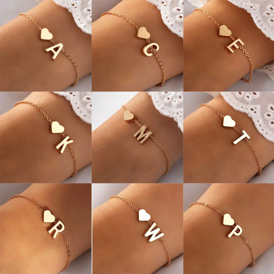 Sierlijke Eerste Hart Gouden Armbanden Vrouwen Trendy Brief Charme Sieraden Eenvoudige Mode Ketting Armband Vrouwen Meisjes