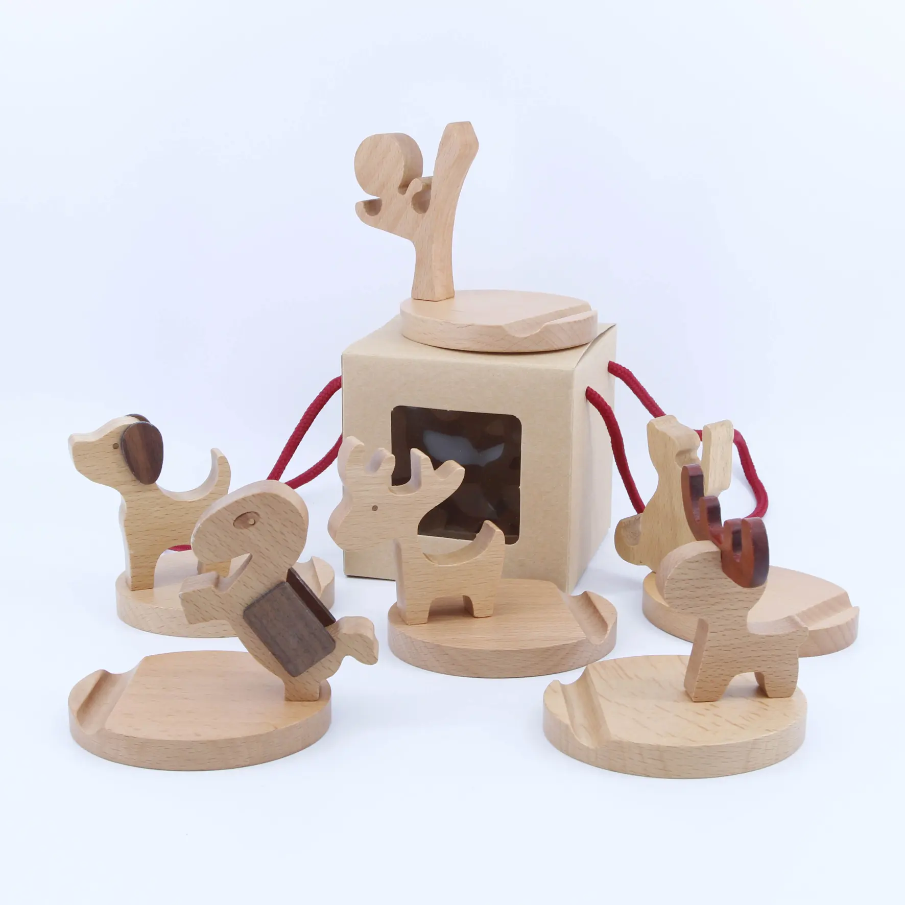 Factory customized new cartoon beech wood animal desktop wooden crafts