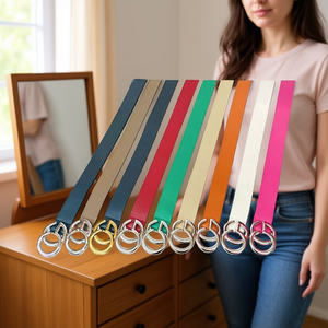 Cinturón de Cuero de 3.5 cm con Hebilla de Letra en Oro Antiguo Cepillado para Mujer, a la Moda - Product Image 3