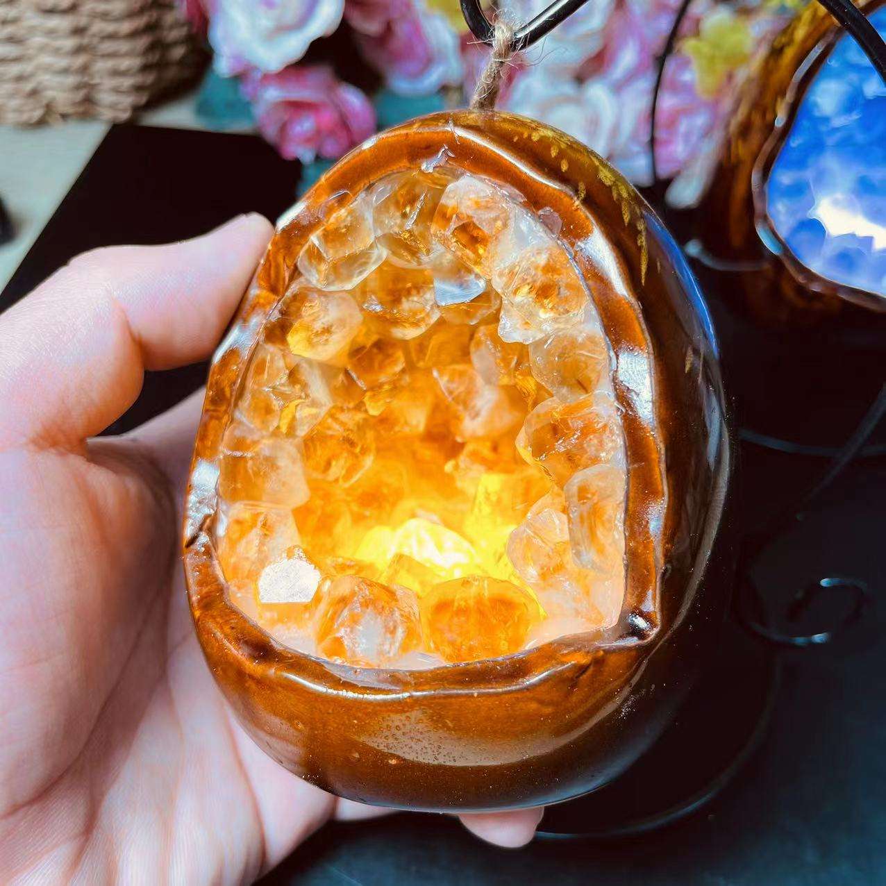 天然アメジストジオードランプポリッシュナイトライトクリスタル