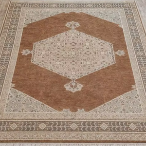 <b>Hand</b> Knotted Oushak Persian Area Rug Eco-Friendly Geometric Pattern Design Medium Anti-Slip Washable Handmade Woven <b>Hand</b> <b>Wash</b> - Product Image 1