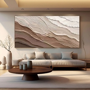Grande peinture murale texturée épaisse marron, peinte à la main, Paysage du désert Mirage, Nature morte, Art pour la maison et la galerie - Product Image 4