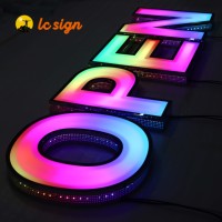 RGB LED Kanallı Açık Harfli Özel Logo Tabelası Tam Renkli Programlanabilir Akrilik Işıklı Harfler Dış Mekan İşletme Tabelası