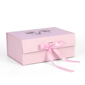 Vendita calda cartone imballaggio piatto parrucca cosmetica per capelli vino abbigliamento cosmetico scarpa rosa cartone pieghevole scatole di imballaggio in carta riciclata