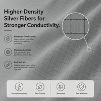 Drap-housse gris 90 % coton et 10 % fibres d'argent conductrices pour mise à la terre, teint uni, 400 fils au pouce carré, pour une meilleure qualité de sommeil