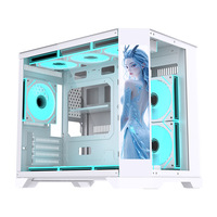 Caja de PC con Pantalla LCD Secundaria Extra Grande, Torre ATX para Juegos, para Computadora de Escritorio