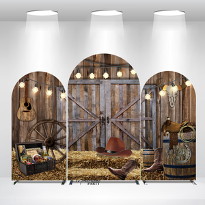 Batı kovboy çiftlik ahır kapı vaftiz bebek duş doğum günü partisi dekorasyon kemer zemin kapak - Product Image 1