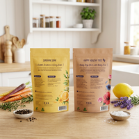 Pochette personnalisée en papier kraft avec fermeture éclair, sac d'emballage écologique naturel pour produits de bain, faible MOQ