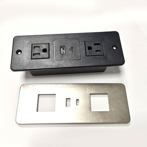 Prises et fiches personnalisables avec logo standard US, or et argent, 2 prises CA, ports USB-A et Type-C, 10A, multiprise ABS pour <span class=keywords><strong>cuisine</strong></span>/maison/bureau - Product Image 3