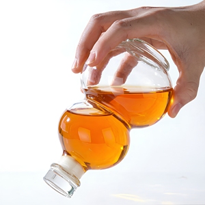 Bouteille de whisky, de liqueur ou de gin créative en forme de <span class=keywords><strong>gourde</strong></span>, design haut de gamme, transparente, 250 ml, 500 ml, 1000 ml, avec <span class=keywords><strong>bouchon</strong></span> hermétique - Product Image 4