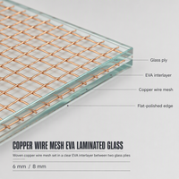 Maille de fil de cuivre laminée EVA, verre décoratif 6mm 8mm certifié CE pour cloison de hall d'hôtel, mur d'accentuation, taille personnalisée