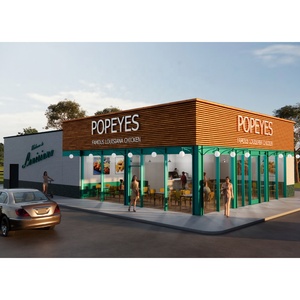 Cafetería Moderna con Estructura de Acero Ligero, Diseño Económico, Instalación Rápida, Restaurante Drive-Thru Prefabricado Modular - Product Image 3