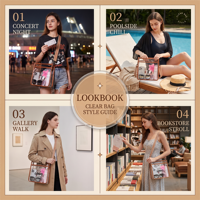 2026 Trendige Damen Einzelschulter-Crossbody-Tasche aus PVC, Transparente Handtasche mit Reißverschluss, Modische Tasche für Konzerte und Sport, Stadiontasche