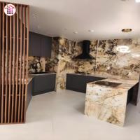 Comptoirs de cuisine en pierre de granit Patagonia luxueux, dalles murales, pierre frittée, table à manger, carreaux de sol en céramique