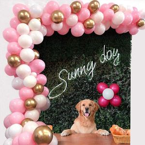 Baby Shower Bautizo Decoraciones para fiesta de cumpleaños Globos 105PCs Globo de oro blanco rosa Guirnalda Globos de arco - Product Image 3