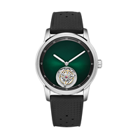 Jam Tangan Sport Mewah Skeleton OEM Baru, Baja Anti Karat, Kaca Safir, Kulit, Tahan Air, Tourbillon, Mekanik