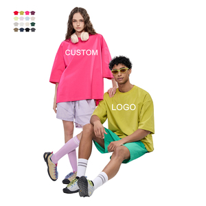 Custom Logo Boxy Fitting Men's <b>Tshirt</b> <b>Polyester</b> Cotton 240gsm T Shirt O-Neck Drop Shoulder Oversized Streetwear T-Shirts for Men - Product Image 1