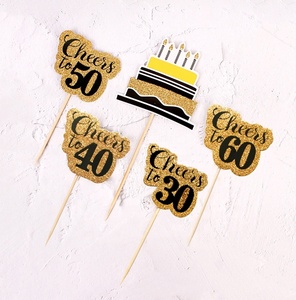 12pcs Cheers 30 40 50 60 Year Old Cupcake <strong>Topper</strong> Gold and Black 30th <strong>40th</strong> 50th 60th Happy Birthday Party Decorations <strong>Cake</strong> <strong>Topper</strong> - Product Image 2
