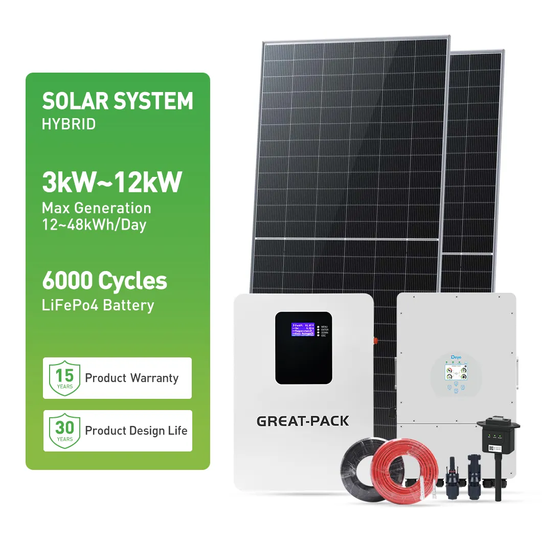 Système solaire complet avec ensemble de stockage 10kw 12kw 15kw Système solaire pour la maison Système d'énergie solaire à onduleur hybride 8kw 10kw