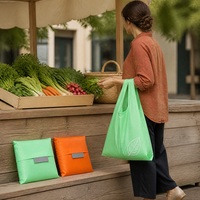 Sac fourre-tout compact et pliable en polyester ripstop, réutilisable, écologique et durable, avec logo personnalisé