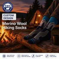 Chaussettes de randonnée pour hommes en laine mérinos légère, micro-couche, RWS, avec fibres COOLMAX pour une respirabilité et une protection anti-ampoules