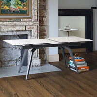 Table à Manger Extensible de Style Moderne avec Plateau en Céramique et Pierre Frittée, Meuble de Maison avec Panneau en Bois