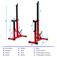 EIGFOH Support de Squat Pliable et Réglable Rouge avec Barres de Sécurité pour Squats, Bench Press et Tractions - Modèle 70119 en Métal pour Usage Intérieur