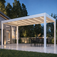 Pergola extérieure de luxe au design moderne, toit à lamelles en aluminium imperméable, pergola de jardin en métal, bain à remous