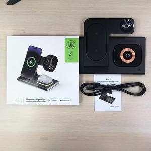 Chargeur sans fil pliable 3-en-1 JEDI Wholesale 15W Type-C PD, station de charge rapide portable avec lumière d'ambiance - Product Image 2