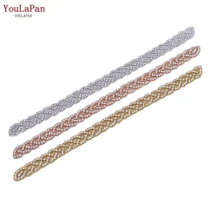 YouLaPan S216-T Gaun Formal Dekorasi Pinggang Jahit Tangan Berlian Imitasi untuk Gaun Pengantin Gaun Malam Tambalan Berlian Imitasi