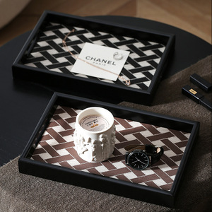 Cao cấp sang trọng da gỗ khay cho hương liệu Nước hoa Mỹ phẩm lưu trữ hình chữ nhật nhà máy Mô hình phòng khách Bàn cà phê - Product Image 3