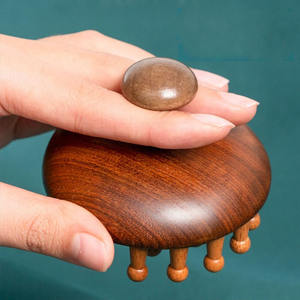 Holzkopf Kopfhaut Massage gerät Kamm Shampoo Breit zahn Haar bürste Guasha Tool - Product Image 3