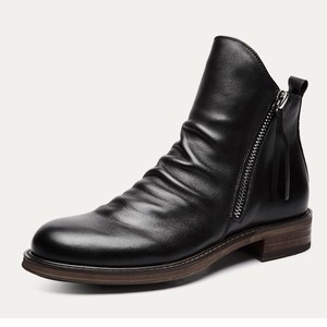 Nuevas Botas de Hombre con Cierre, Estilo Retro Europeo y Americano, Versátiles, Plisadas, Chelsea, Casuales, de Mezclilla - Product Image 6